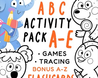 ABC Activity Pack A–E | Preschool Alphabet Printable, Letter Tracing, Matching Games & Flashcards