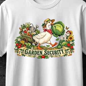 Garden Security Goose Shirt, Funny Gardening T-Shirt, Silly Goose Vegetable Garden Tee, Cottagecore Gardener Gift