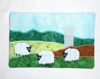 Irish Countryside Scene-Sheep and Castle Mug Rug