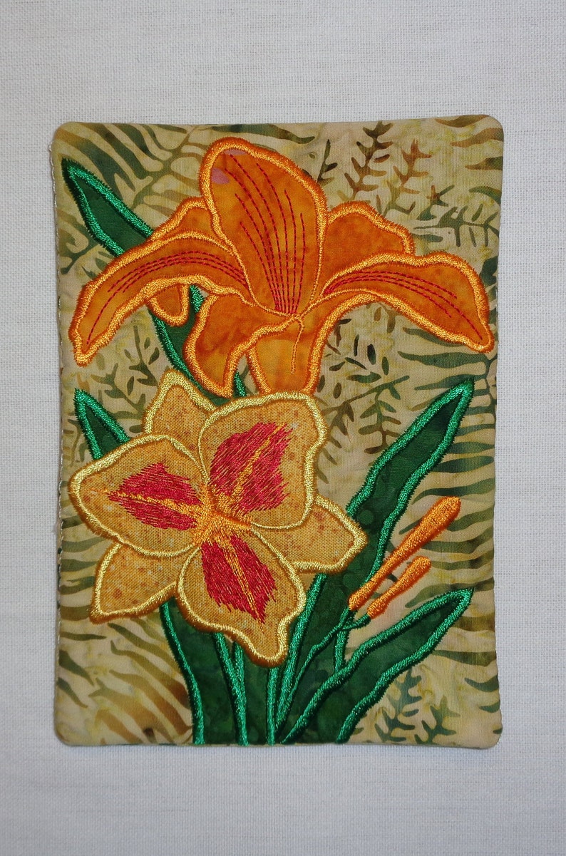 Lily Applique Mug Rug Etsy