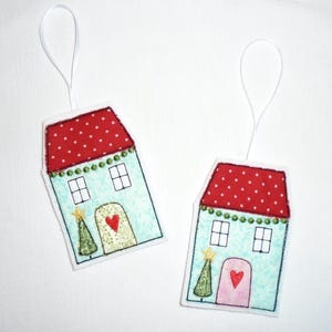 Two Felt House Ornaments- Felt Ornaments-Package Decor