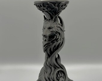 Gothic Wolf LED Tealight Holder – Baroque Wolf Altar Candle Stand