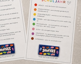 Lustige Wünsche fürs neue Schuljahr I Kleines Geschenk für den Schulstart I Für Kinder und Jugendliche I Druckvorlage I PDF-Download