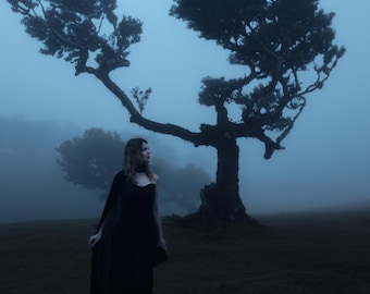 Belong Somewhere - Foggy Forest Dark Art Print | Gothic Woman Photography | Moody Witchy Wall Decor | Dark Academia Poster