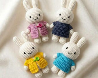 Crochet Dress Up Bunny Keychain Pattern Pdf, Amigurumi Rabbit, Bag Charm, Handmade Gift, Crochet Mini Bunny, Gift For Her, Beginner Friendly