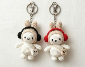 Crochet Rabbit Keychain Pattern Pdf, Amigurumi Bunny, Crochet Cute Bunny, Rabbit Crochet, Bunny Bag Charm, Crochet Gift, Beginner Friendly