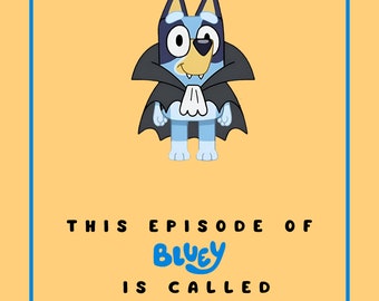 Bluey Vampire Trunk or Treat Poster, Halloween Decoration (Instant Download)