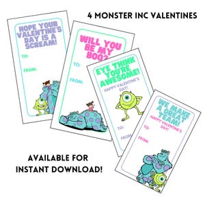 Monsters Inc Valentinstag Karten Sofort Download.