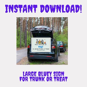 Large Bluey Poster for Trunk or Treat, Bluey Halloween Poster, Instant Download.