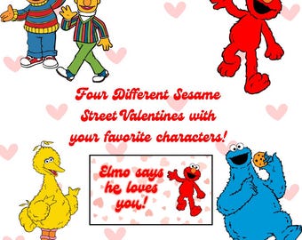 Sesame Street Valentine's Cards Instant Download.