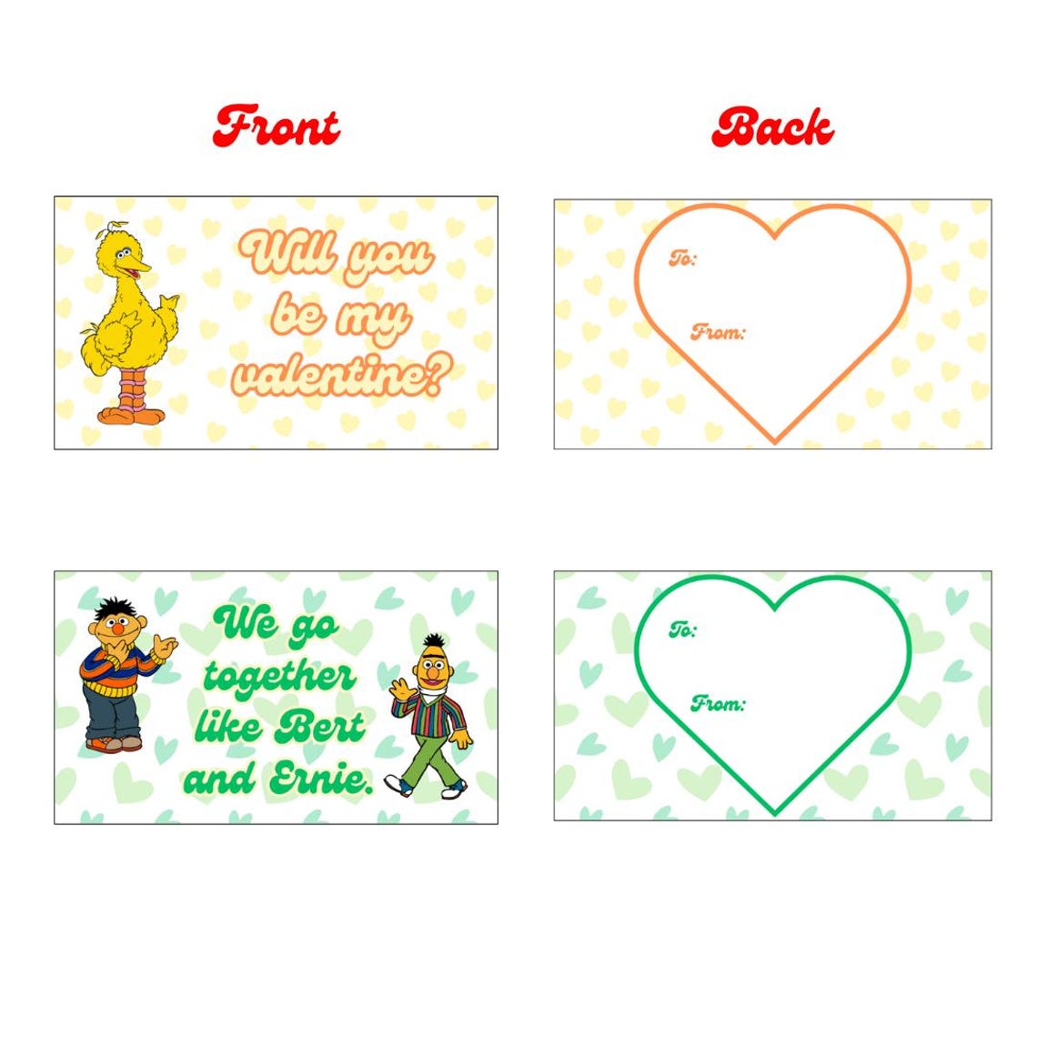 Sesame Street Valentine's Cards Instant Download. - Etsy