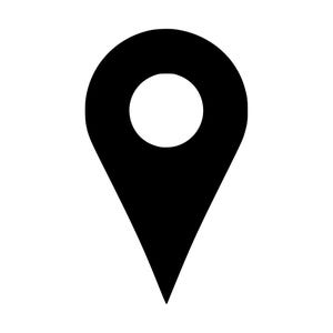 Peut inclure: Une icône de punaise de carte noire unie présentant une partie supérieure arrondie avec une découpe circulaire au centre et une partie inférieure pointue. Ce symbole graphique est utilisé pour représenter un lieu sur une carte numérique.