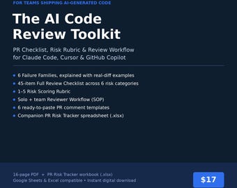 Checkliste für KI-Code-Reviews für Claude Code, Cursor & Copilot | PR-Risiko-Tracker-Tabelle | Entwicklervorlage 2026