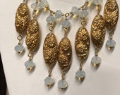 HASKELL Style FRINGED Necklace Opalescent Faceted Beads Floral Repousse 39 Beads Art Nouveau Style Necklace Inspired by Amber IBA