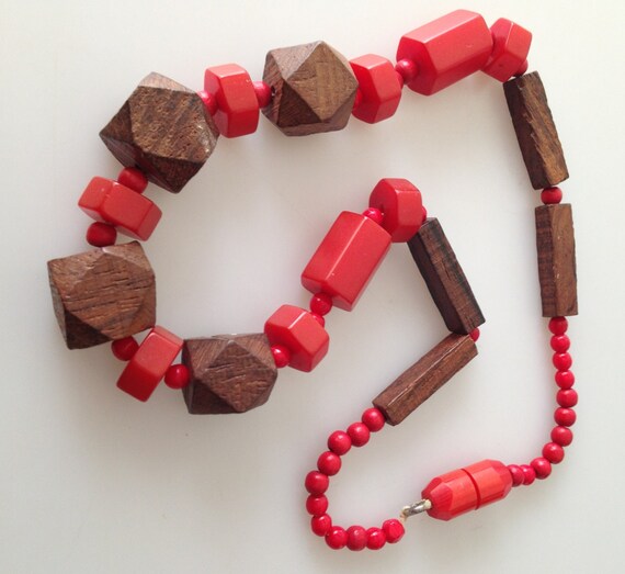 1930s Vintage BAKELITE Necklace WOODEN Necklace Ba