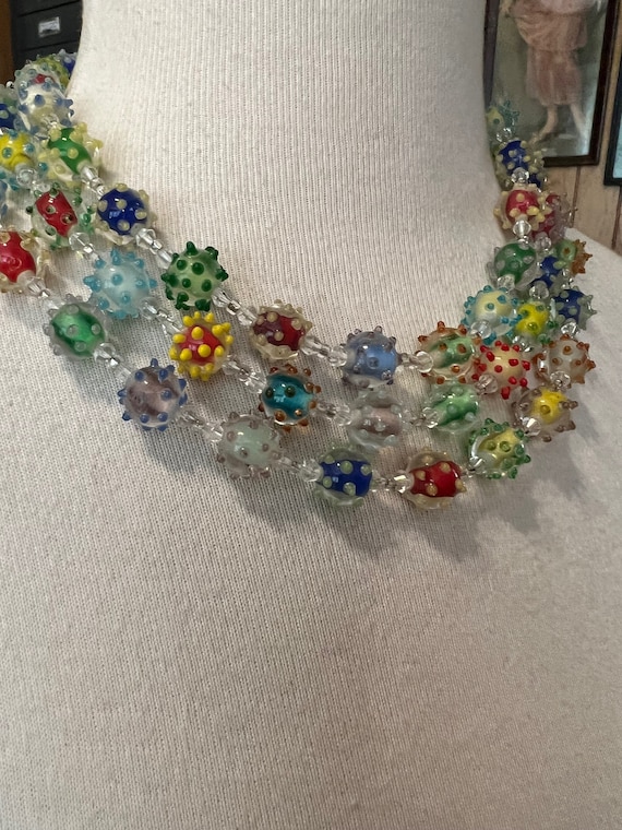 Gorgeous LAMPWORK Beaded Necklace Multi-color LAMP