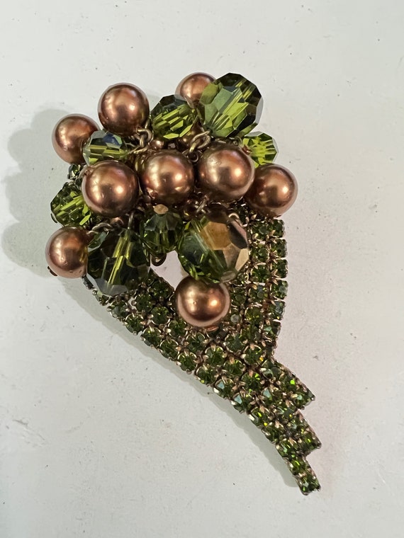 Vintage 70s bronze rhinestone - Gem