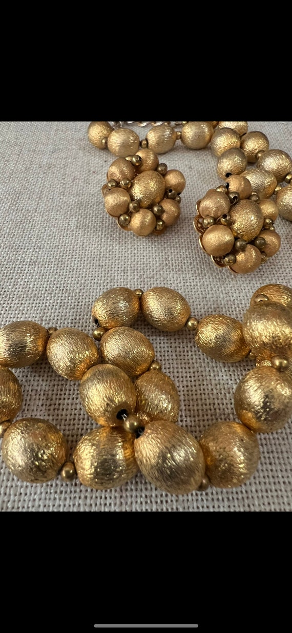 50s/60s Vintage HOBE' Gold Plated BEAD Necklace &… - image 2