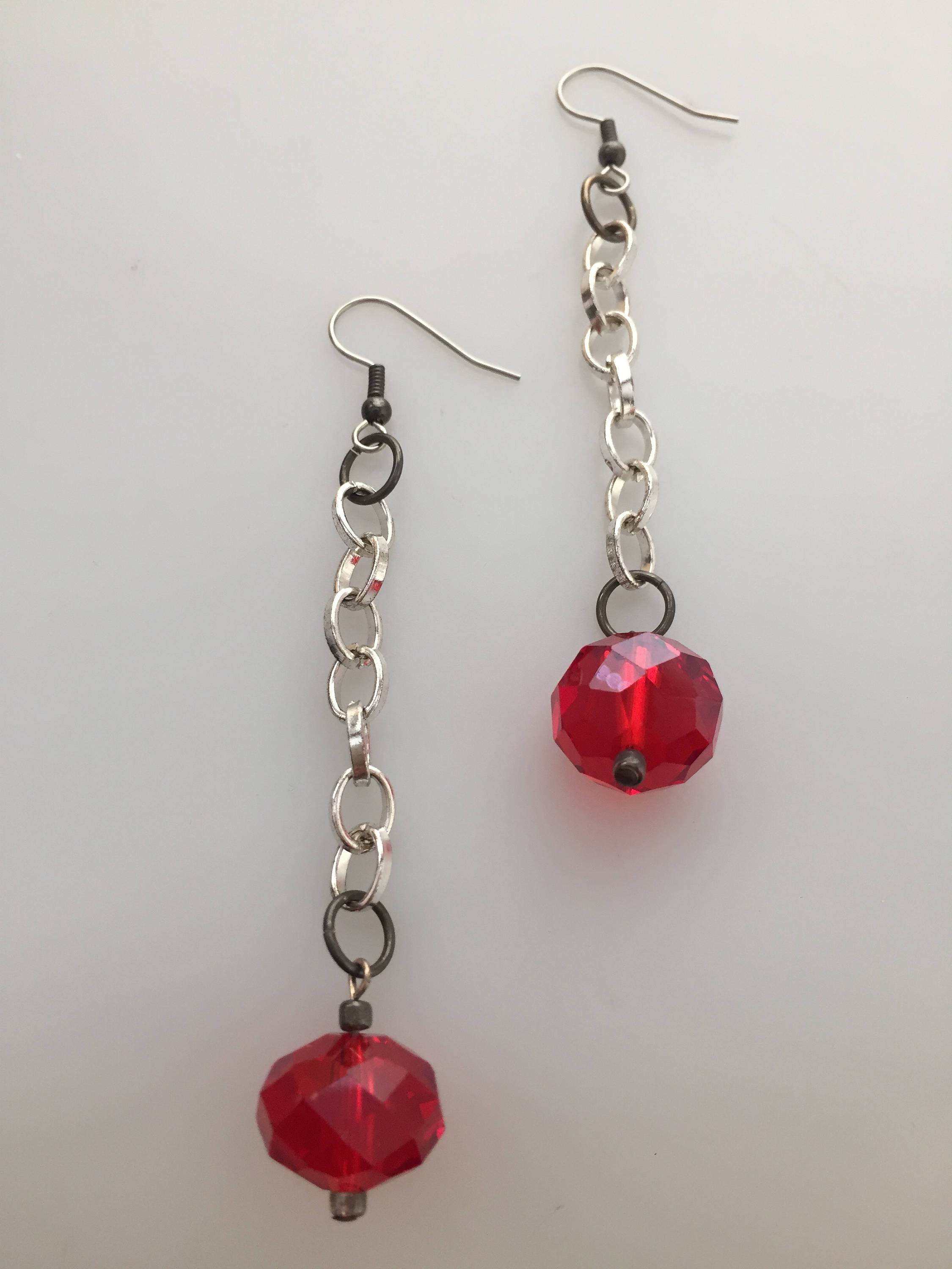 IBA Pierced EARRINGS Ball and Chain Earrings Faceted Ruby Etsy
