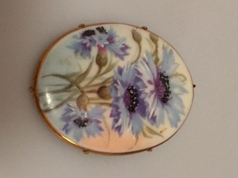 1910 Vintage Hand Painted Brooch Edwardian PIN PORCELAIN Etsy