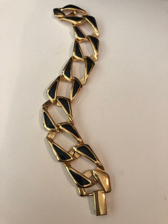 80s/90s Vintage NAPIER LINK BRACELET Gold Plate a… - image 1