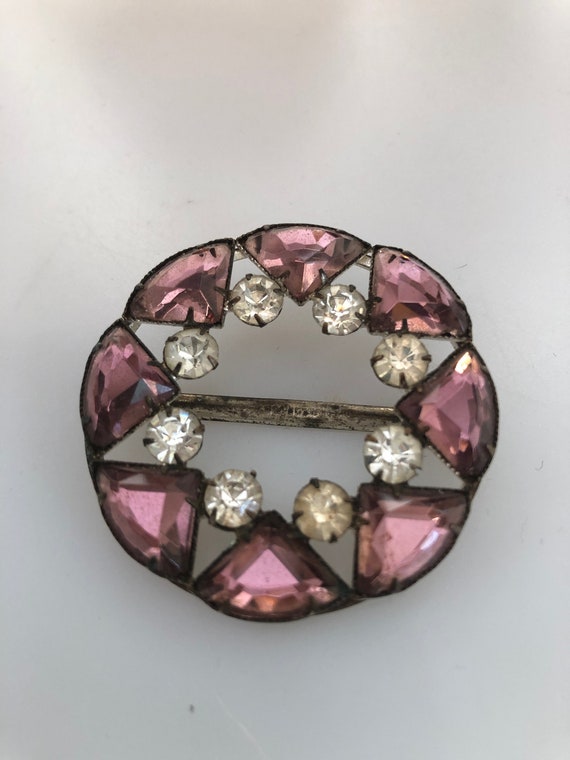 1920s/30s Vintage VAUXHALL Style GLASS BUCKLE Purp