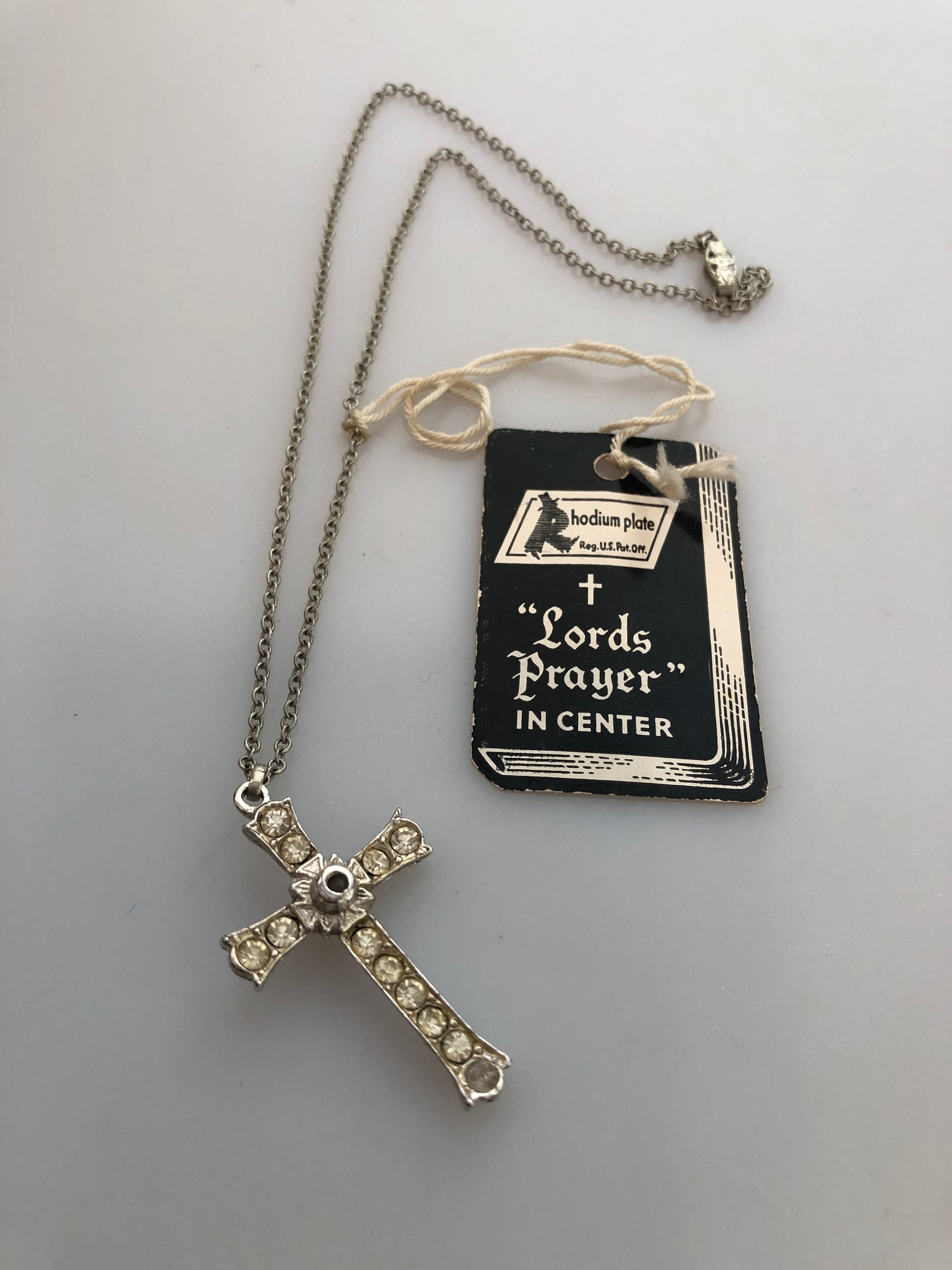 Prayer Ring Cross Necklace With Our Father Prayer Inside Men's