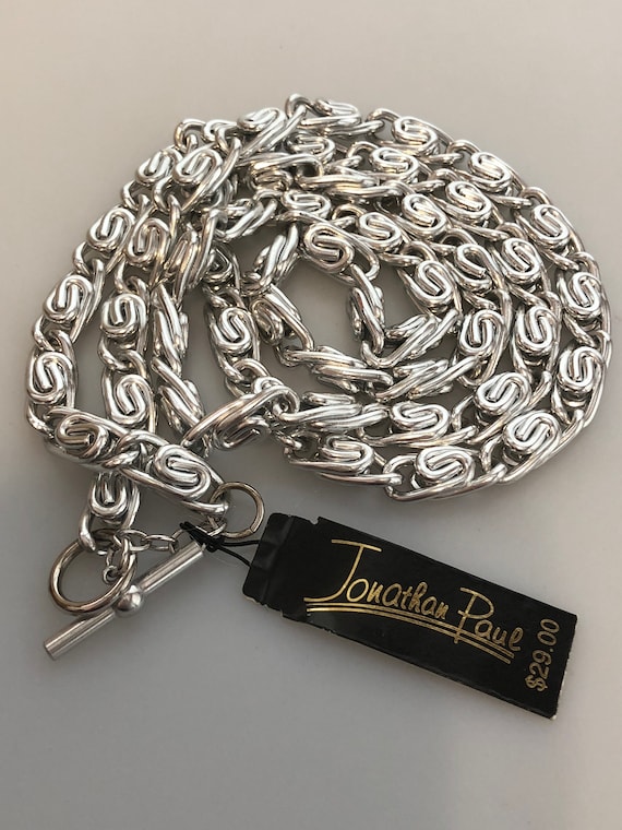 Vintage JONATHAN PAUL Silvertone CHAIN Necklace 3… - image 1