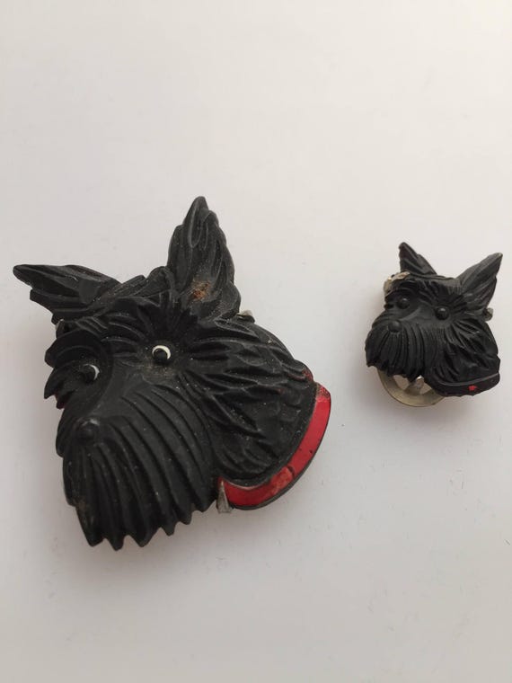 Two SCOTTIE DOGS Dress Clips Scotty Dog 1930s Vint