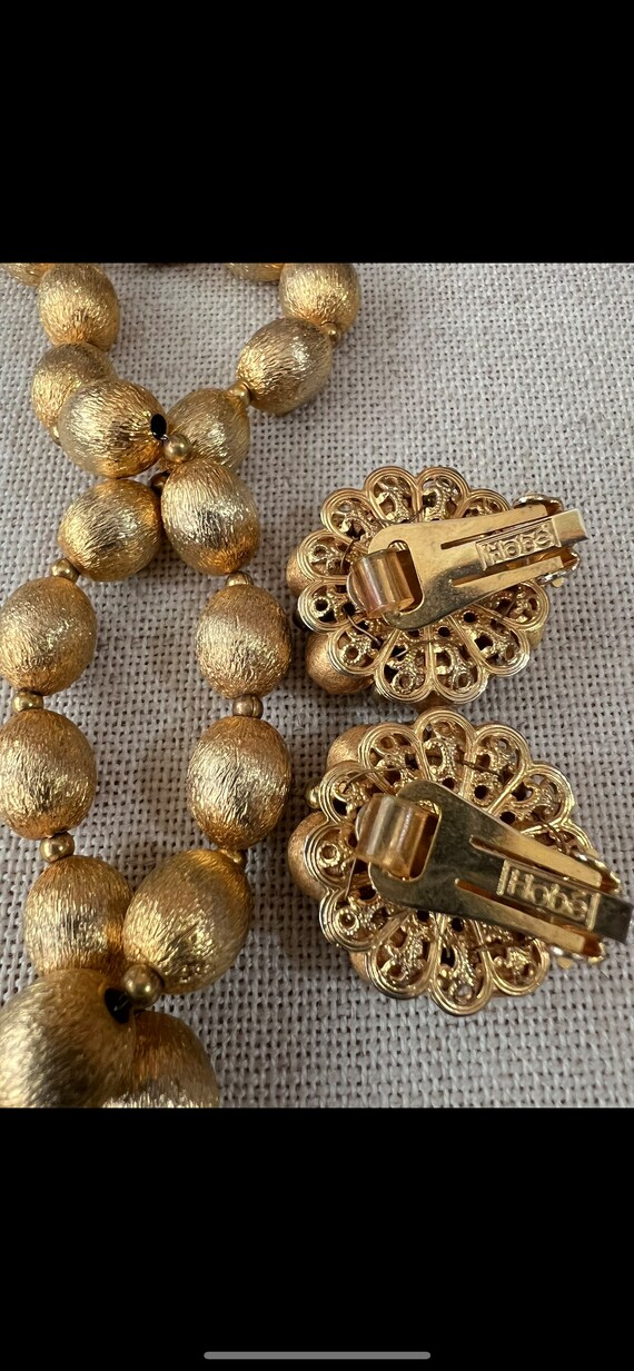 50s/60s Vintage HOBE' Gold Plated BEAD Necklace &… - image 4