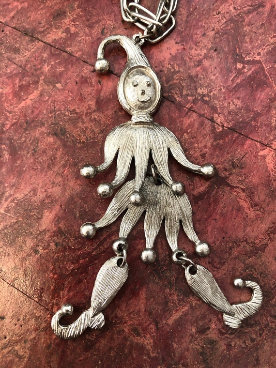 1970s Vintage COURT JESTER Pendant Necklace Large