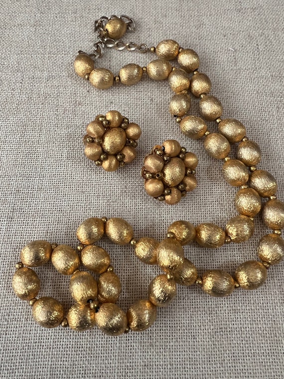 50s/60s Vintage HOBE' Gold Plated BEAD Necklace &… - image 1
