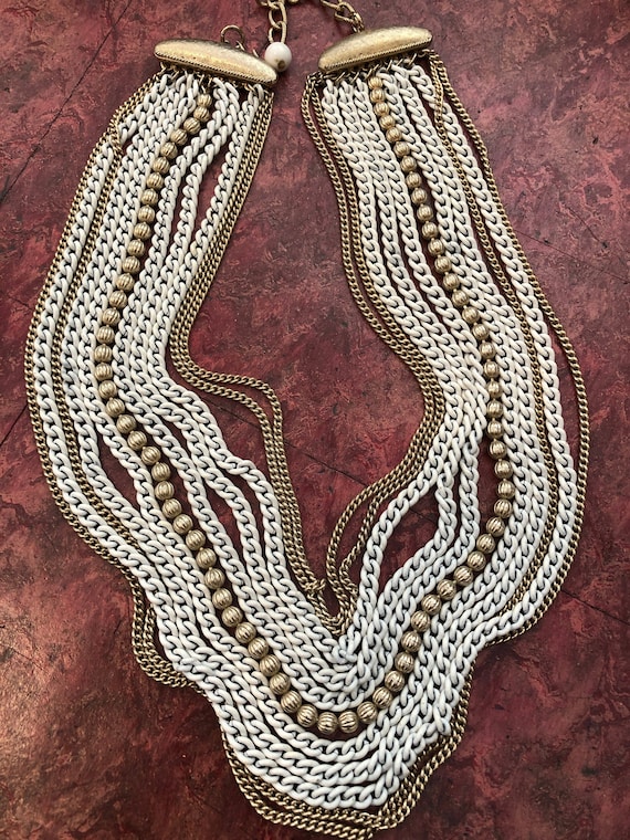 1960s Vintage MULTI-STRAND Chain Necklace 11 Stran