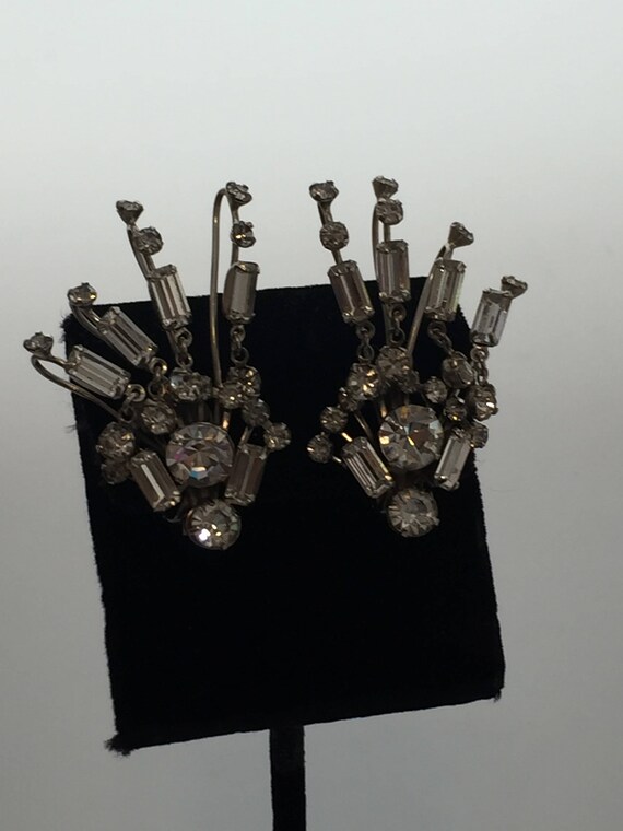 1950s Vintage RHINESTONE Earrings Austrian Crysta… - image 4