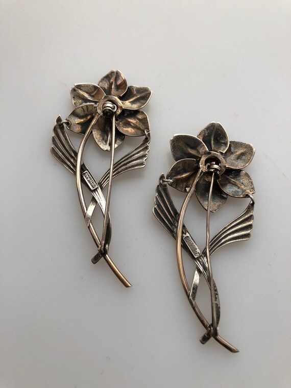 Pair of SYMMETALIC Brooches ART DECO Brooches Flo… - image 5