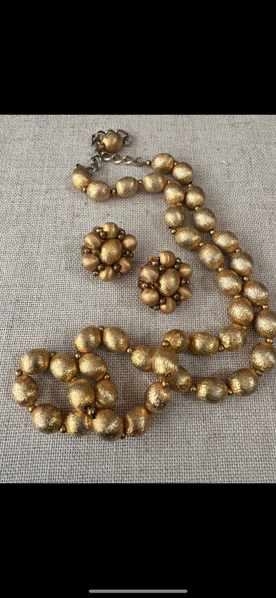 50s/60s Vintage HOBE' Gold Plated BEAD Necklace &… - image 3