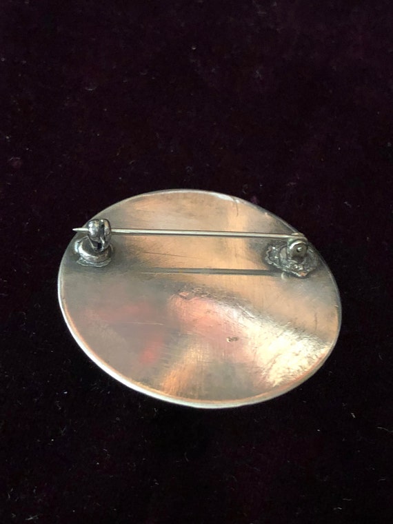 1940s Vintage Handmade STERLING SILVER Brooch w/ … - image 4