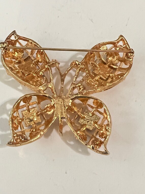 Vintage AVON Butterfly Brooch ENAMEL Rhinestones … - image 4