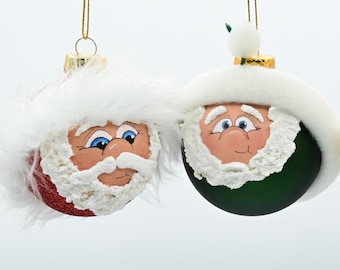 Hand-Painted Santa/Elf Christmas Ornament | Primitive Kris Kringle Decor