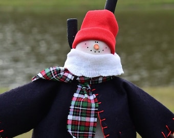 Stocking Snowman |  Folkart Snowman | Decorative Snowman | Hanging Snowman