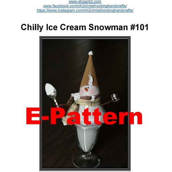 E-Pattern Chilly Ice Cream Sundae Snowman | DIY Snowman Pattern | Digital Download | Snowman E-Pattern