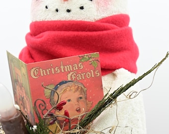 Handmade Caroling Snowman: Folk Art Christmas Decoration