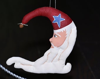 Santa Ornament | Santa Christmas Ornament | Primitive Santa Handpainted Ornament | Christmas Ornament