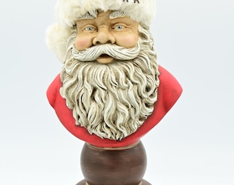 Hand-Painted Santa Bust: Elegant Christmas Decor