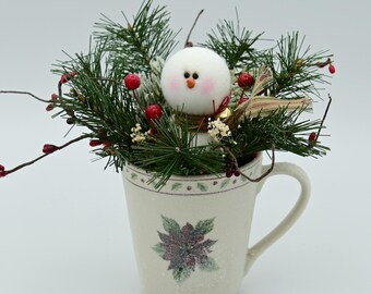 Cup of Cheer Handmade Snowman in Christmas Mug