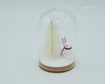 Glass Dome Snowman Ornament: Christmas Tree Decoration