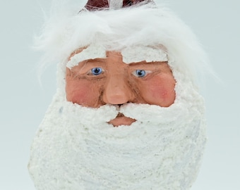 Hand-Painted Santa Christmas Ornament: Oyster Shell Art
