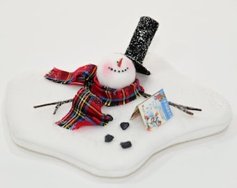 Melting Snowman Ornament: Handmade Fleece Christmas Decoration
