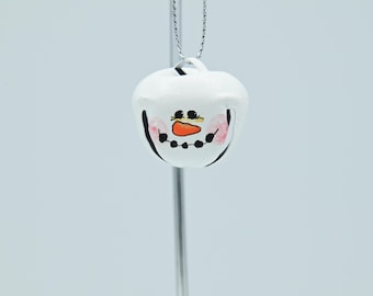Handpainted Snowman Jingle Bell Ornament: Christmas Tree Decoration