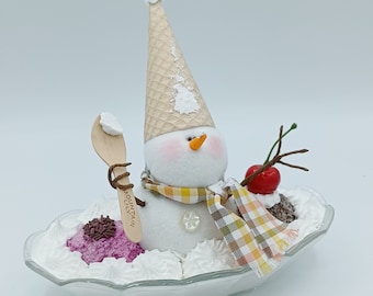 Ice Cream Sundae Snowman | Whimsical Snowman | Handmade Snowman | Dessert Snowman #26